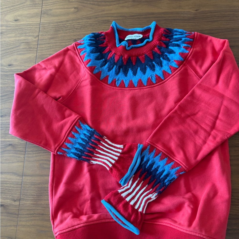 Sonia Rykiel Red and Blue Turtleneck Sweater